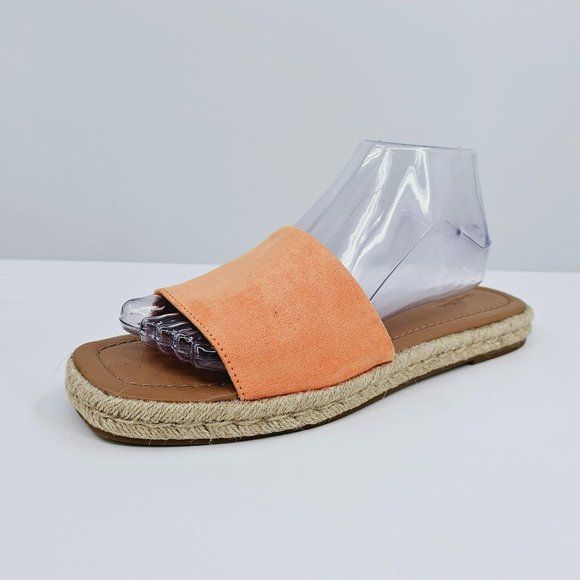 Universal Thread Maren Sandals 10 Orange Tan Square Toe Espadrille Slide Flat - Picture 1 of 13